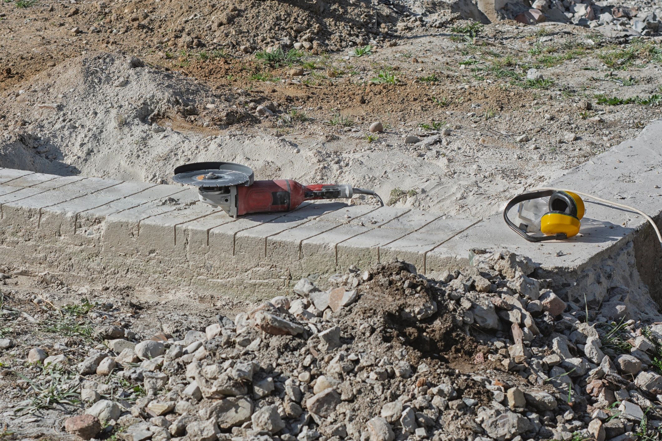 Concrete cutting tool on a residential construction project